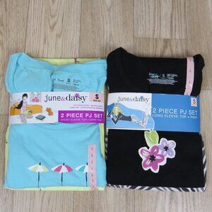 New JUNE & DAISY 2 Pack Women's Knit Pajama PJ's Sets SIZE Small